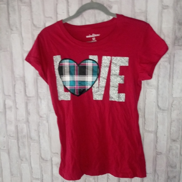 Mix & Co.Love plaid heart short sleeve tee shirt - Picture 7 of 14
